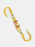 NVR Women & Men Set of 2 Yellow Peacock Design Bhaiya Bhabhi Rakhi With Roli Chawal & Chocolate | Grocsy
