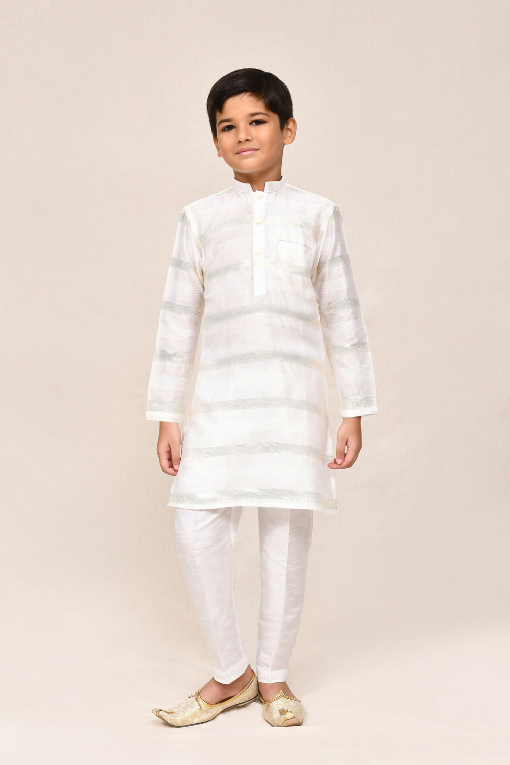 Joban Fashion Jacquard Silk Off White Kurta With Straight Fit Pant | Grocsy