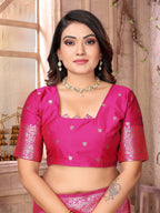 Joban Fashion Purple Banarasi Soft Silk Woven Saree | Grocsy