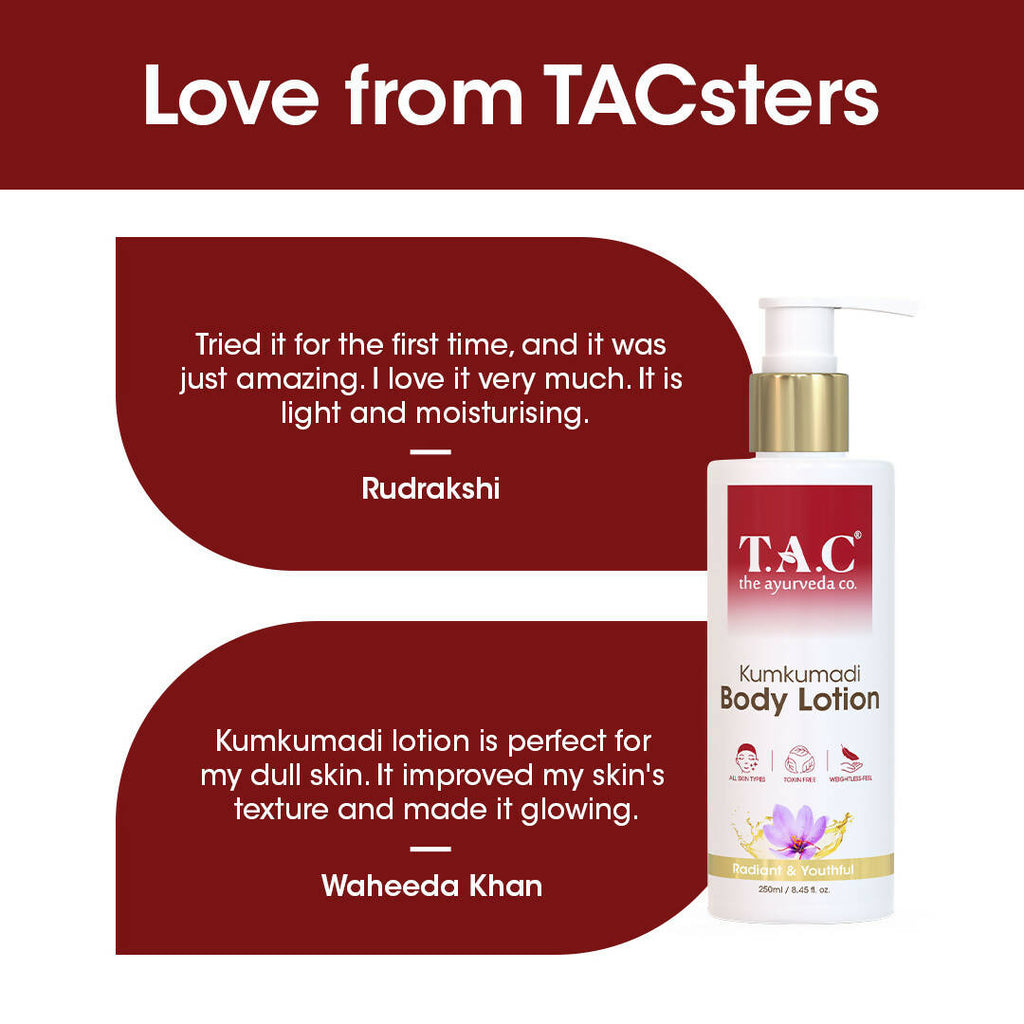 TAC - The Ayurveda Co. Kumkumadi Body Lotion for Dry Skin, Deep Nourishment & Moisturization | Grocsy