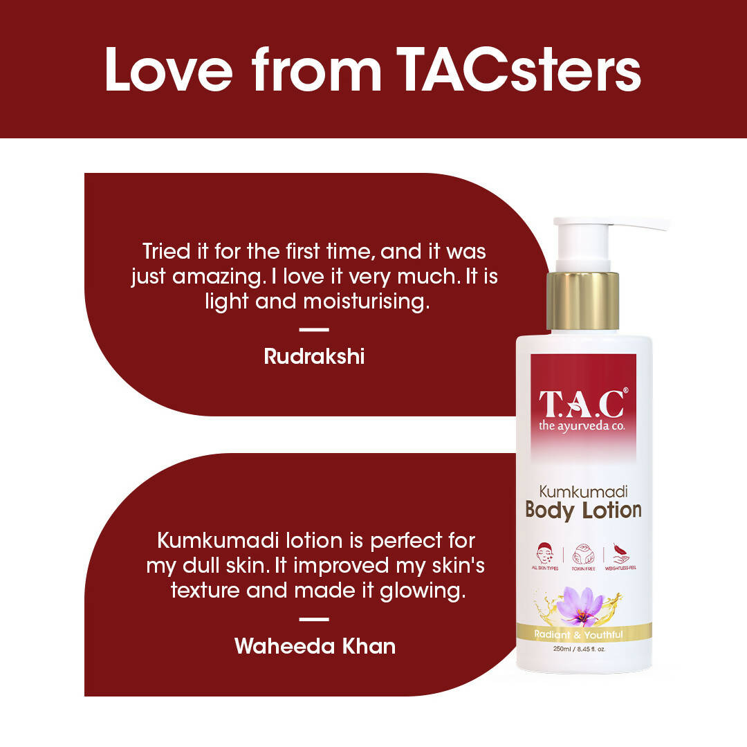TAC - The Ayurveda Co. Kumkumadi Body Lotion for Dry Skin, Deep Nourishment & Moisturization | Grocsy