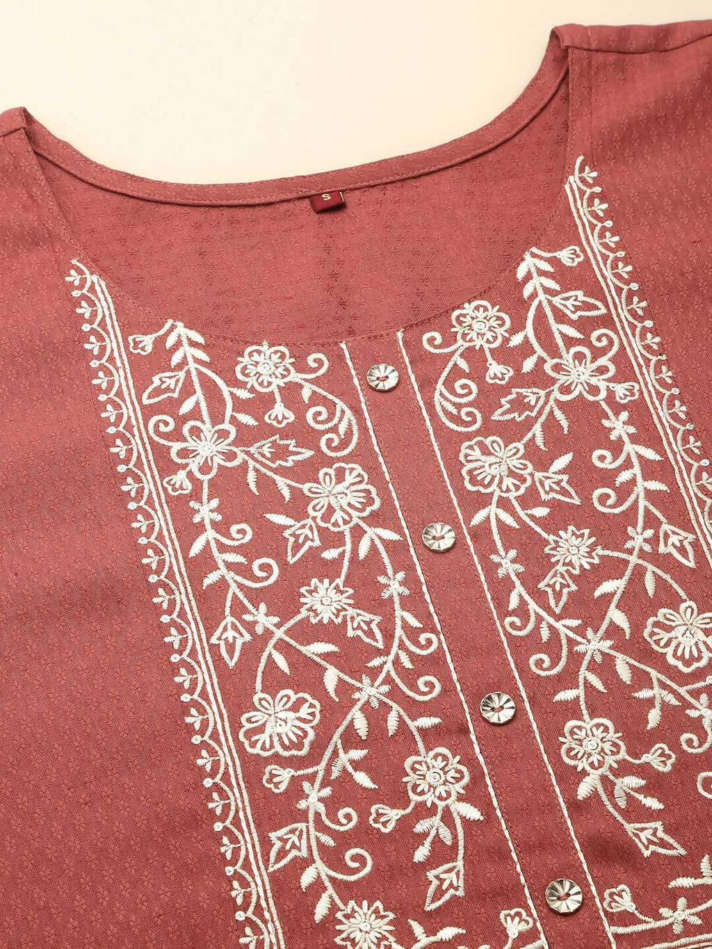 Brown Poly Rayon Floral Embroidered Top - Zeny | Grocsy