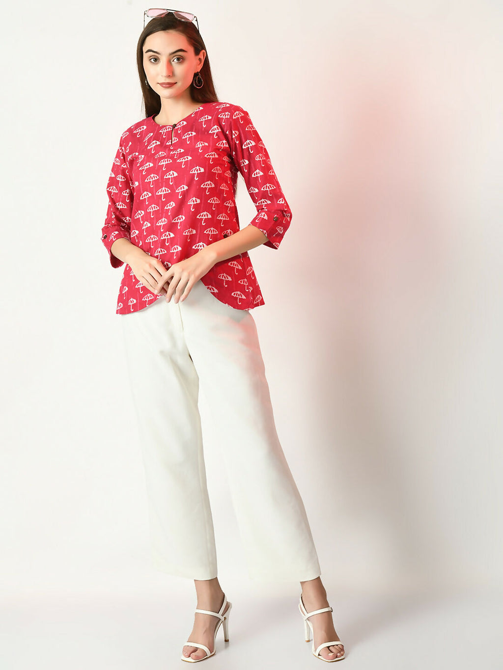 Myshka Women's Pink Printed Top | Grocsy