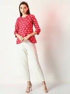 Myshka Women's Pink Printed Top | Grocsy