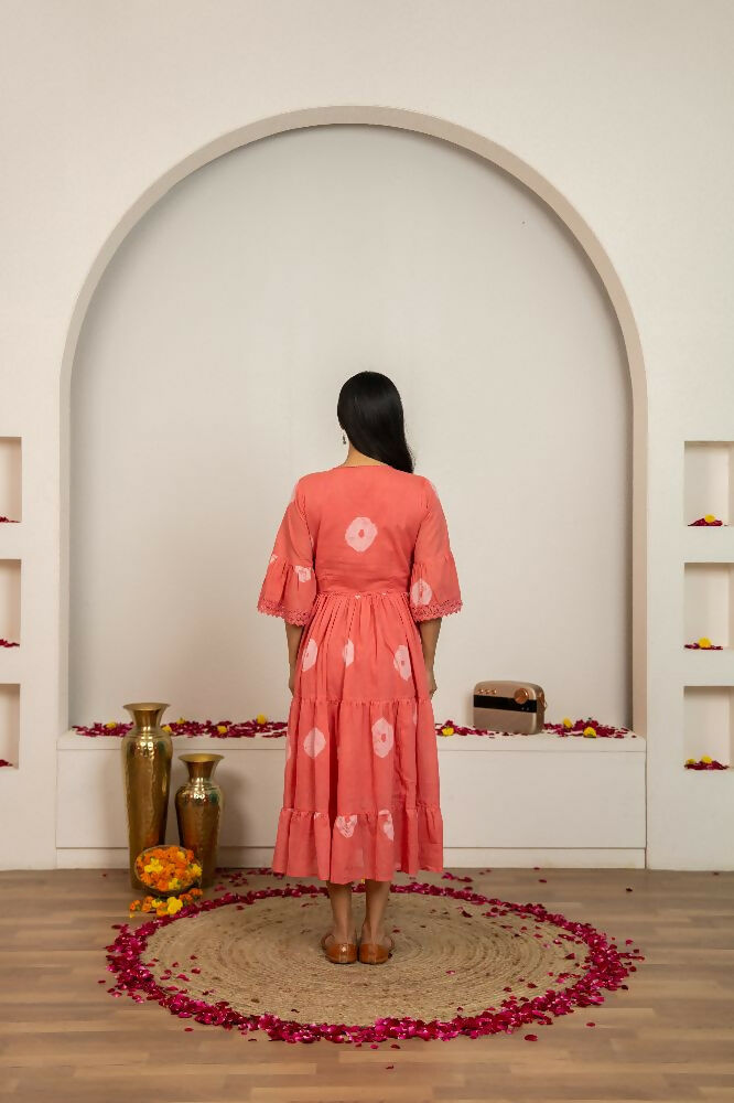 Joban Fashion Pink Tie & Dye Cotton Dress | Grocsy