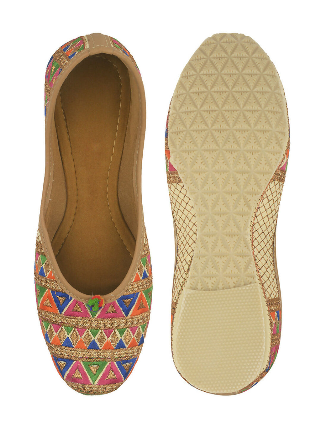 Desi Colour Women Indian Ethnic Footwear-Multi Zigzag | Grocsy