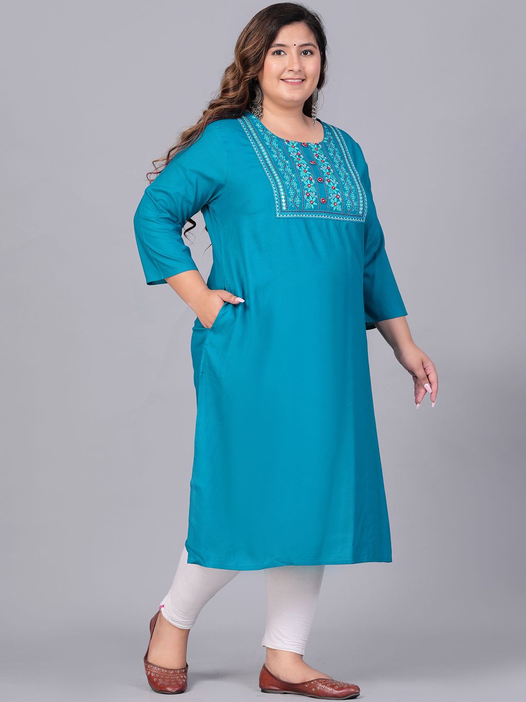 Sztori Women Printed Flared Sleeves Thread Work Kurta | Grocsy
