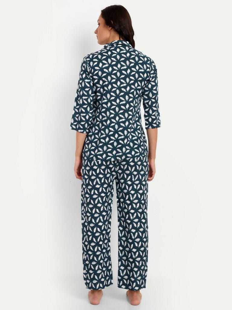 Alvano Beautiful Floral Print Co-ord set for Women's and Girls Rayon(Blue) | Grocsy
