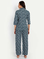 Alvano Beautiful Floral Print Co-ord set for Women's and Girls Rayon(Blue) | Grocsy