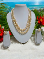 Inhanns Everyday Workwear Pearl Set (Double Layered Pearls) - Beige | Grocsy