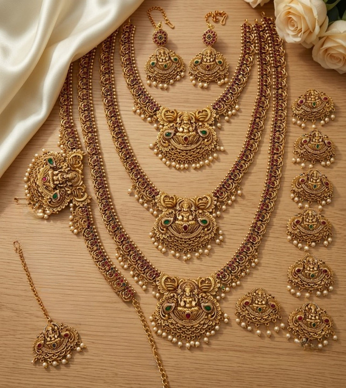 Jewel City Gold Traditional South Indian Temple Jewelry Set | Grocsy