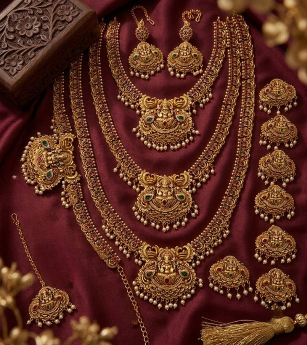 Jewel City Gold Traditional South Indian Temple Jewelry Set | Grocsy