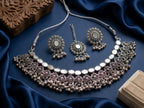 Jewel City Oxidized Silver Mirror Choker Set, Traditional Ethnic Indian Jewelry | Grocsy