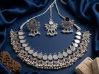 Jewel City Oxidized Silver Mirror Choker Set, Ethnic Indian Jewelry | Grocsy