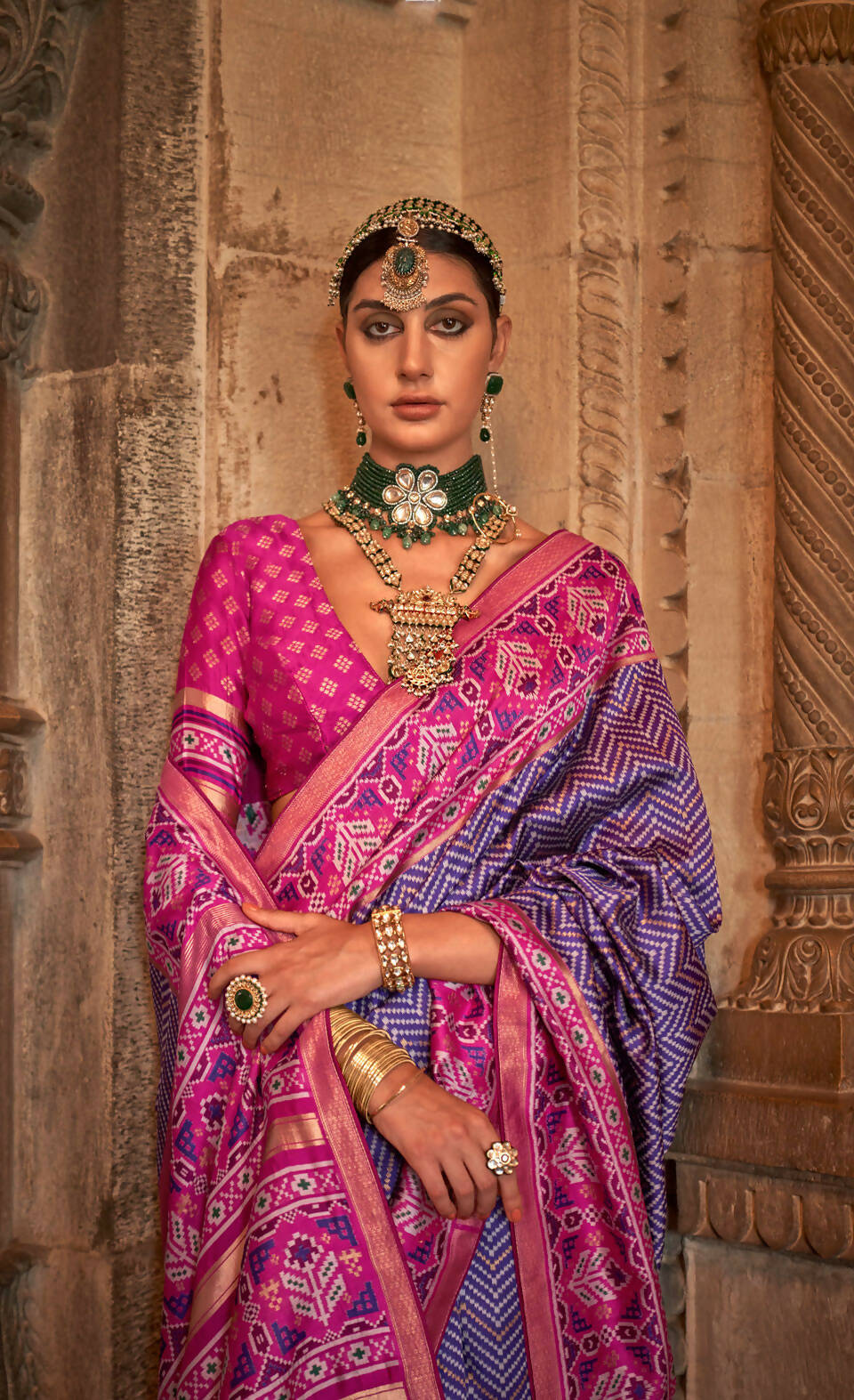 Purple Banarasi Weaving, Ultra Aqua Finish, Zari Work Banarasi Silk Saree - Rath Kunti | Grocsy
