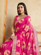 Ai Fashion Pink Georgette Bandhani Print Party Wear Saree | Grocsy