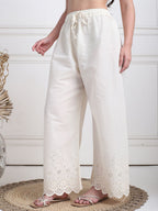 TAG 7 Women Floral Hem Design Flared Ethnic Palazzos | Grocsy