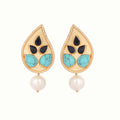 Nuyug 22K Gold Plated Black Paisley Earrings | Grocsy