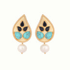 Nuyug 22K Gold Plated Black Paisley Earrings | Grocsy
