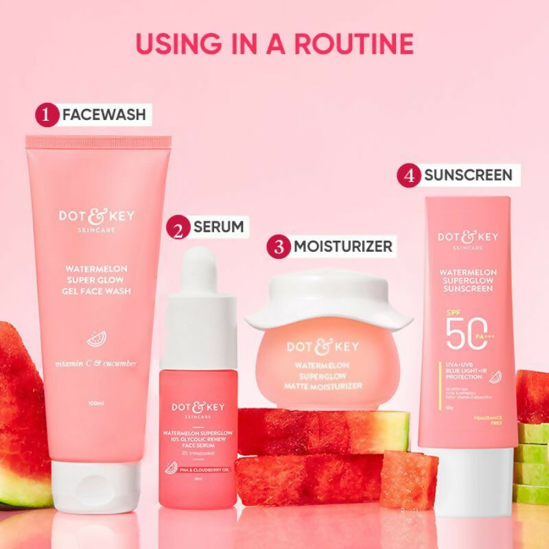 Dot & Key CSMS (Cleanser, Serum, Moisturizer, Sunscreen) Watermelon Essentials Combo | Grocsy