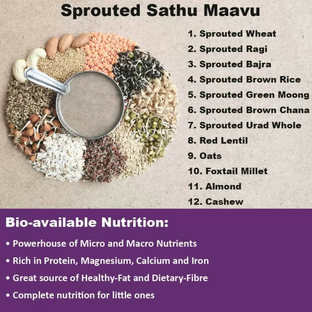 TummyFriendly Foods Organic Sathu Maavu, Sprouted Multi Grain Porridge Mixes | Grocsy