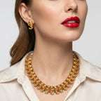 Jewel City Antique Gold Plated Ganesha Temple Jewelry Set For Wedding & Festivals | Grocsy