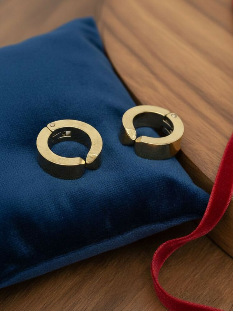 NVR Men's Gold Plated Hoop Earrings | Grocsy