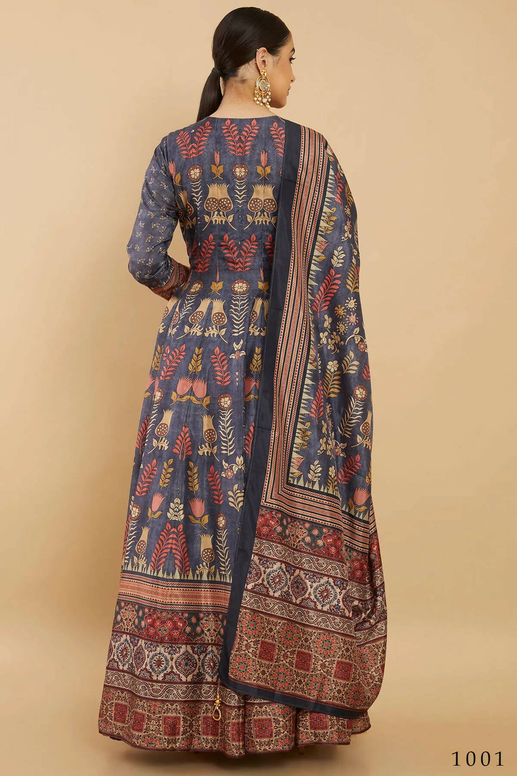 Women's Partywear Designer Blue Soft Dola Silk Anarkali suit with Dupatta - Kalishta | Grocsy