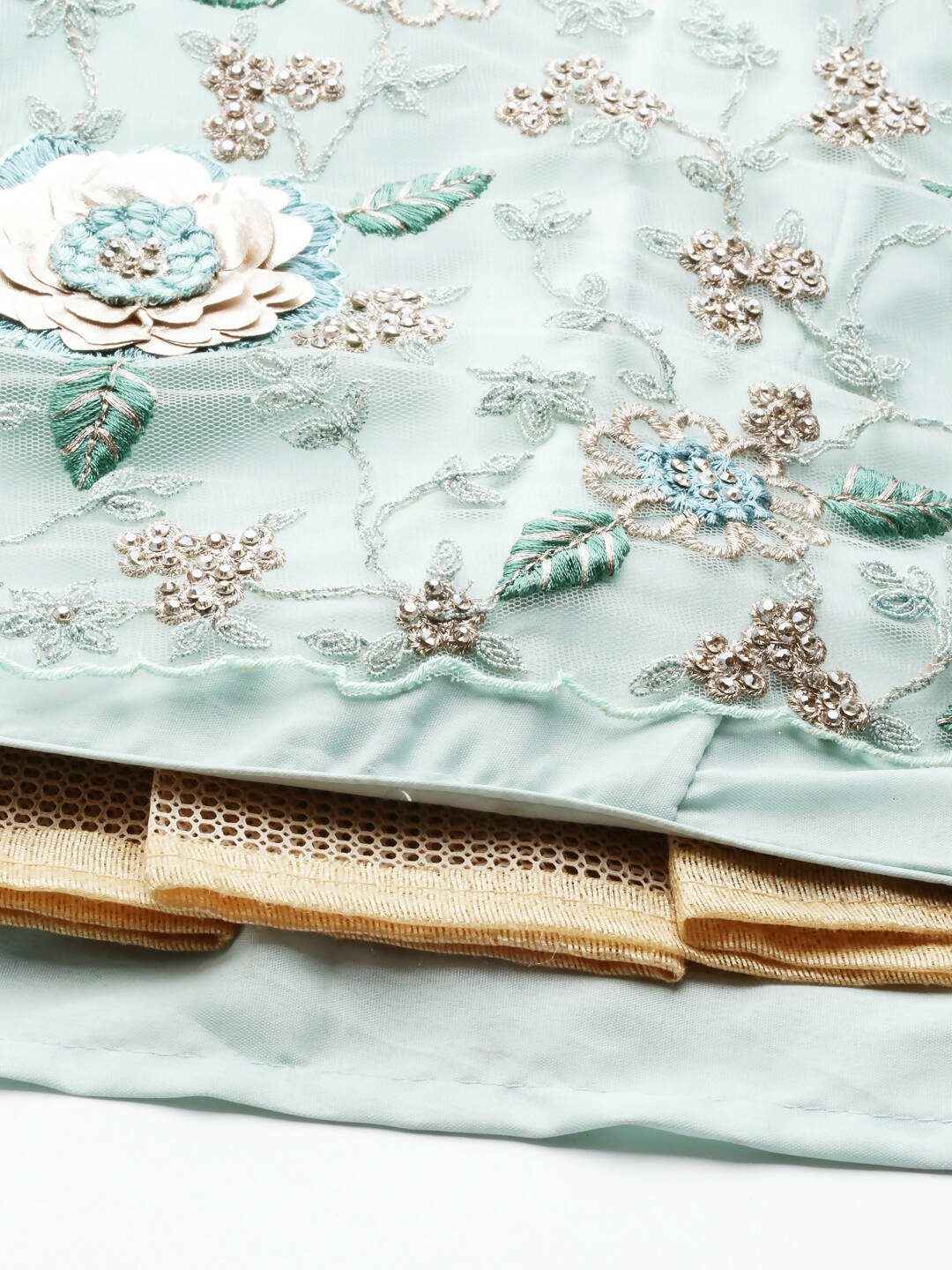 House of Panchhi Turquoise Blue Net Sequinse Work Lehenga & Blouse, Dupatta | Grocsy