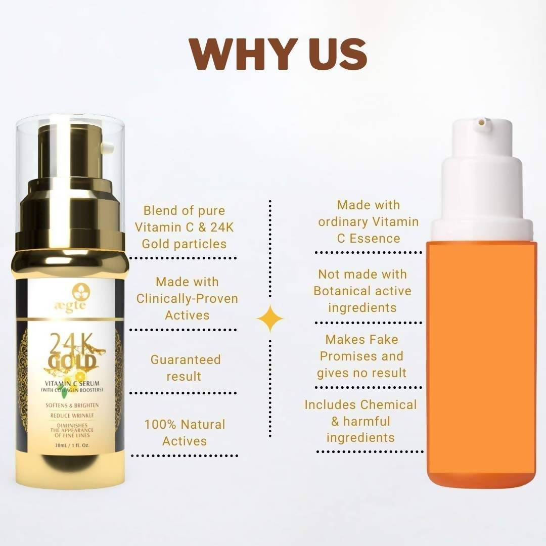 Aegte 24K Gold Vitamin C Serum (With Collagen Booster) | Grocsy
