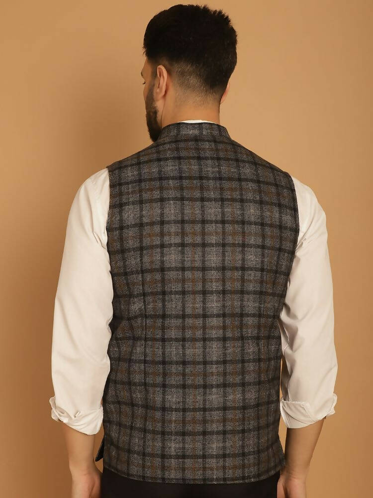 Even Apparels Pure Wool Nehru Jacket - Grey | Grocsy