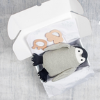 Nesta Toys Newborn Gift Set - Penguin Plush Toy, Wooden Elephant & Car Teether | Grocsy