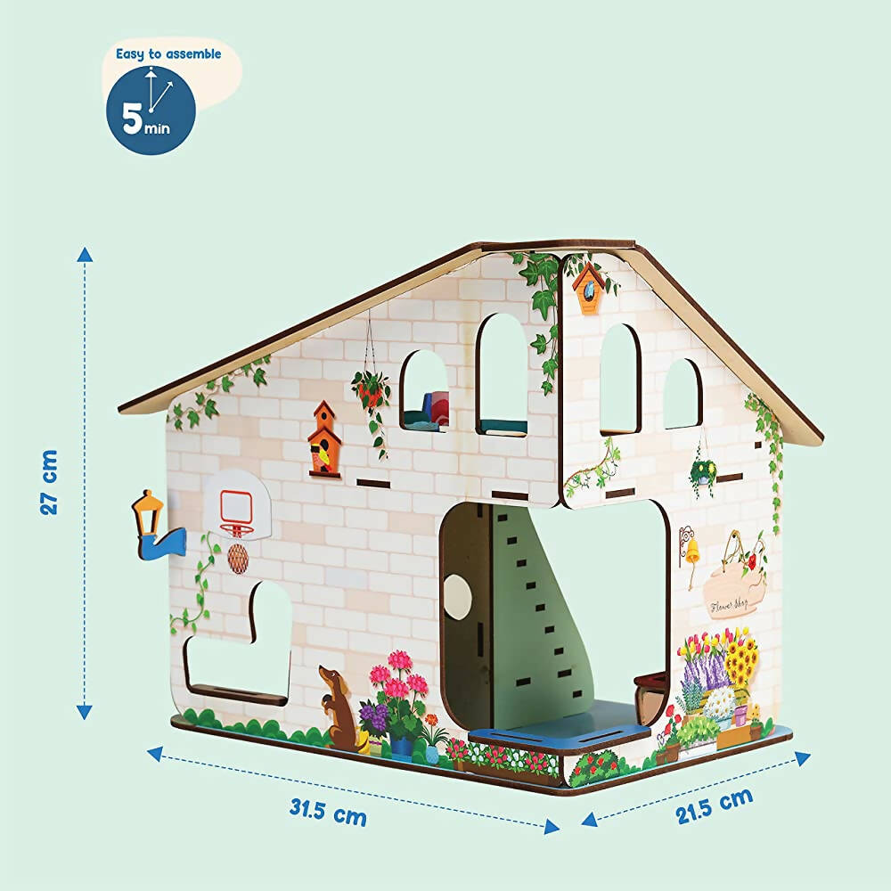 Webby Bloomvilla A Florists Home All Side Play Wooden Doll House | Grocsy