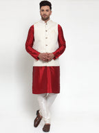 Jompers Men's Beige Embroidered Nehru Jacket | Grocsy