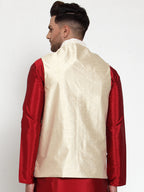 Jompers Men's Beige Embroidered Nehru Jacket | Grocsy