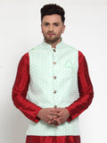 Jompers Men's Green Embroidered Nehru Jacket | Grocsy