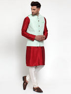 Jompers Men's Green Embroidered Nehru Jacket | Grocsy