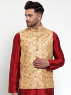 Jompers Men's Gold Embroidered Nehru Jacket | Grocsy