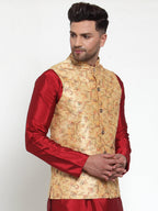 Jompers Men's Gold Embroidered Nehru Jacket | Grocsy