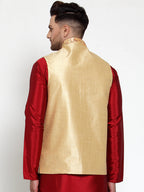 Jompers Men's Gold Embroidered Nehru Jacket | Grocsy