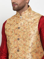 Jompers Men's Gold Embroidered Nehru Jacket | Grocsy