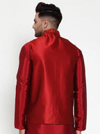 Jompers Men's Maroon Embroidered Nehru Jacket | Grocsy