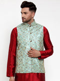 Jompers Men's Blue Embroidered Nehru Jacket | Grocsy
