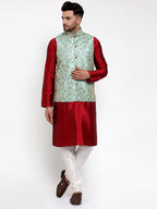 Jompers Men's Blue Embroidered Nehru Jacket | Grocsy