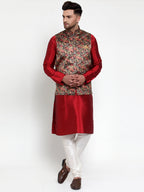 Jompers Men's Beautiful Black Printed Nehru Jacket | Grocsy