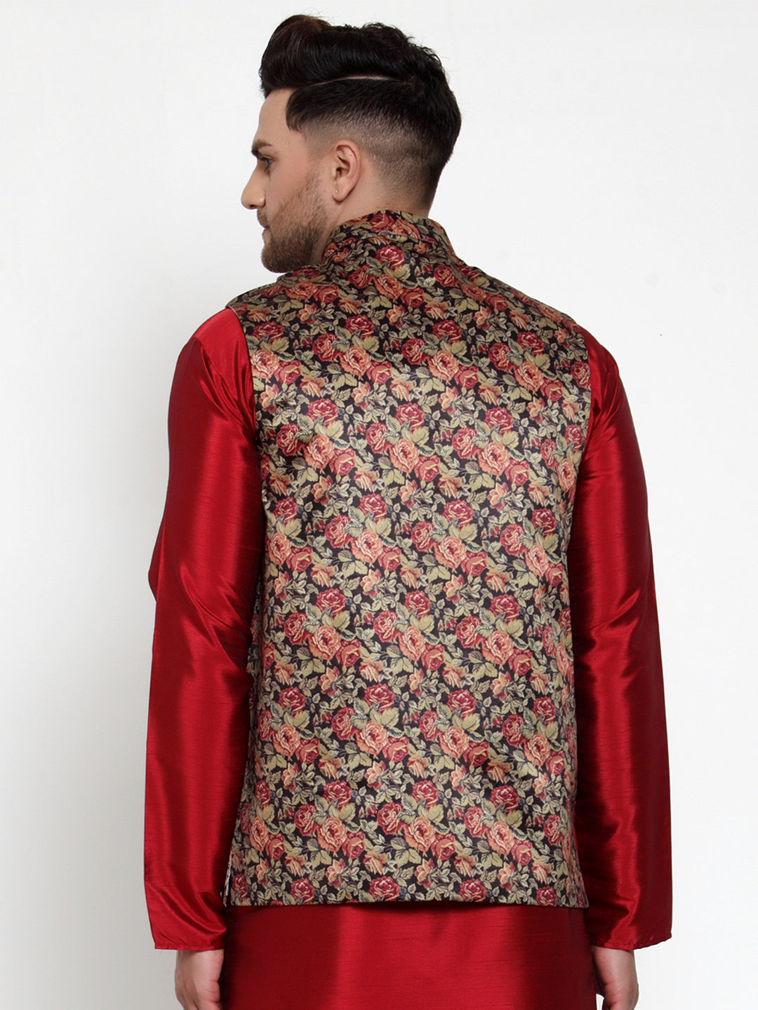 Jompers Men's Beautiful Black Printed Nehru Jacket | Grocsy