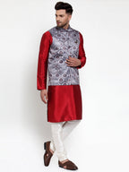 Jompers Men's Purple Printed Nehru Jacket | Grocsy