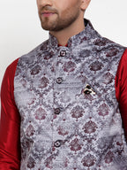 Jompers Men's Purple Printed Nehru Jacket | Grocsy