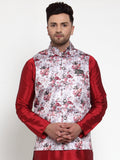 Jompers Men's Silver Printed Nehru Jacket | Grocsy