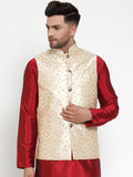 Jompers Men's Cream Embroidered Nehru Jacket | Grocsy